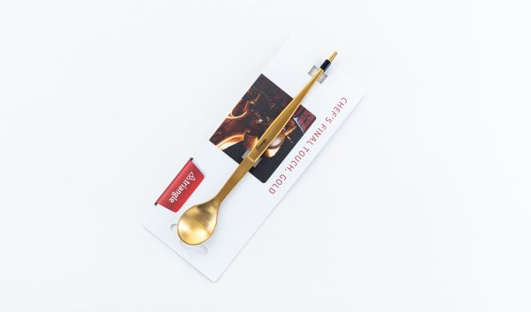 Chef tasting spoon & tweezers (gold), carded - Image 2