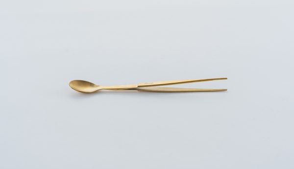 Chef tasting spoon & tweezers (gold), carded - Image 3