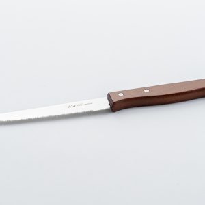 4.2" Steak Knife - 1mm thickness 12 pcs (Blade: 3CR13 Stainless Steel, Taper Grind, Hairline Finish. Handle: Hard Wood w/2 SS Rivets, Half Tang)