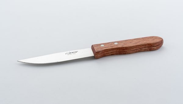 Jumbo Steak Knives, 5" Blade, Wooden Hdl, Pointed Tip 12pcs