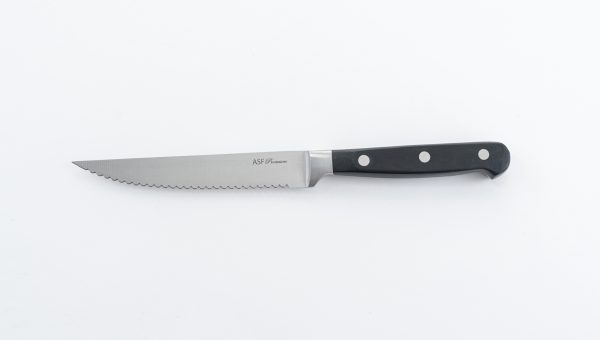5" steak knife-2.0mm thickness 12 pcs (Blade: 3CR13 Stainless Steel, Taper Grind, Hairline Finished. Handle:18/0 Bolster w/ABS or POM handle. 3 SS Rivets, Full Tang.) - Image 2