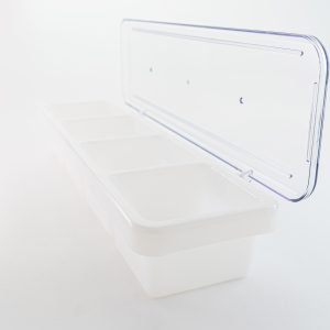 Condiment Holder, 4 Compartment, White, Plastic