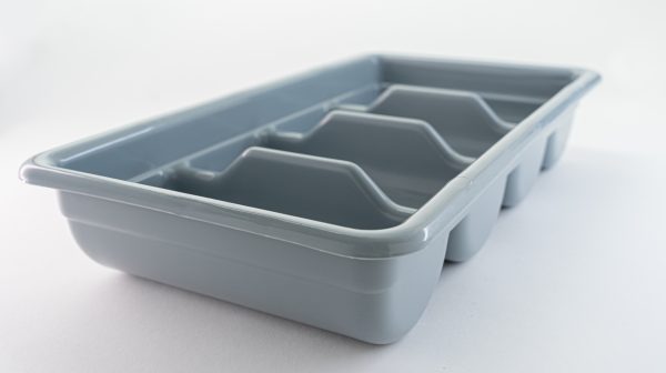 4 Compartment Cutlery Box Grey