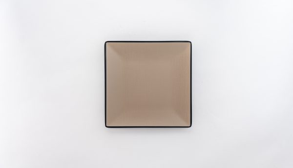 Square Plate Matt 8.7" Beige & Black 12 pcs - Image 2