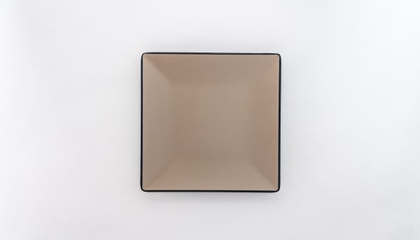 Square Plate Matt 9.4" Beige & Black 12 pcs - Image 2