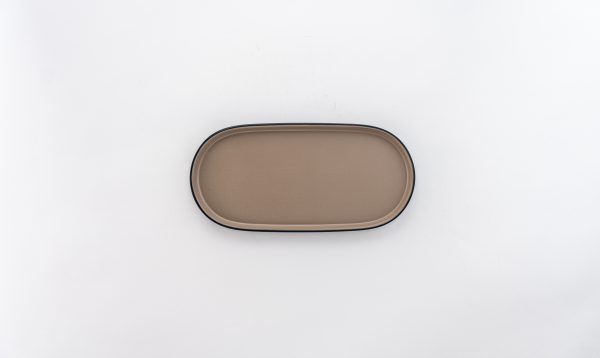 Oval Plate Matt 10.25'' Beige & Black 12 pcs - Image 2