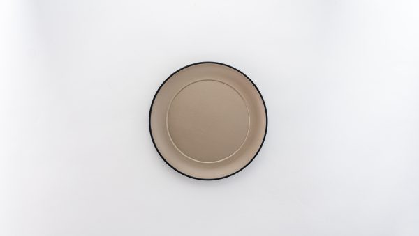 Round Plate Matt 8.5" Beige & Black 12 pcs - Image 2