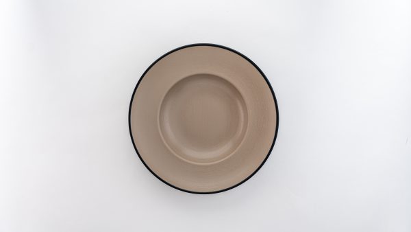 Deep Plate Matt 10.5" Beige & Black 12 pcs - Image 2