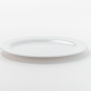 Oval Plate 10'' Shiny White 18 pcs