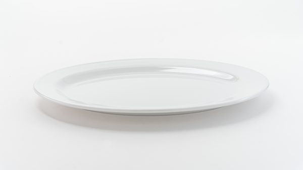 Oval Plate 14'' Shiny White 9 pcs