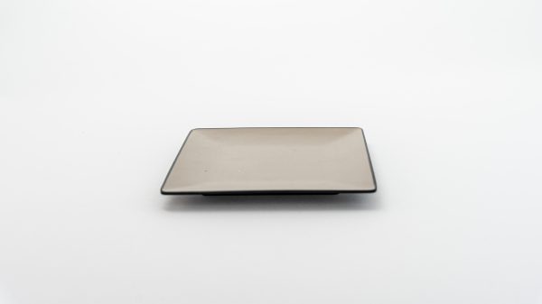 Square Plate Matt 6.9" Beige & Black 12 pcs