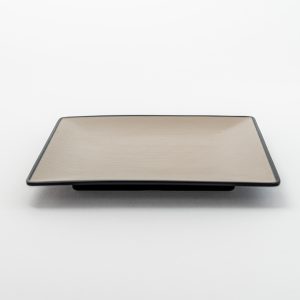 Square Plate Matt 8.7" Beige & Black 12 pcs