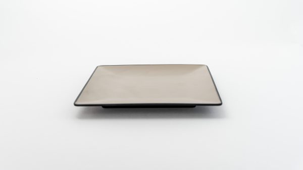 Square Plate Matt 9.4" Beige & Black 12 pcs