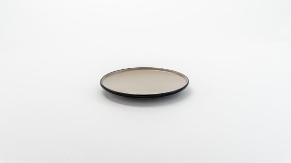 Round Plate Matt 6.5'' Beige & Black 24 pcs