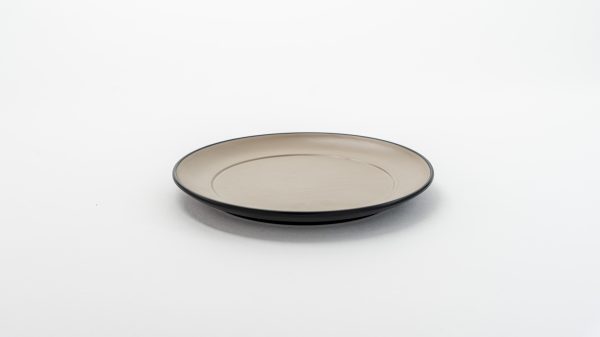 Round Plate Matt 8.5" Beige & Black 12 pcs