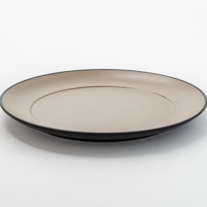 Round Plate Matt 10.5" Beige & Black 12 pcs