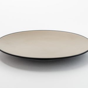 Round Plate Matt 12'' Beige & Black 12 pcs