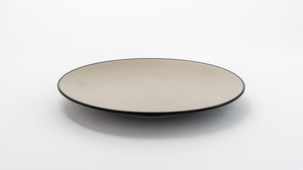 Round Plate Matt 12'' Beige & Black 12 pcs
