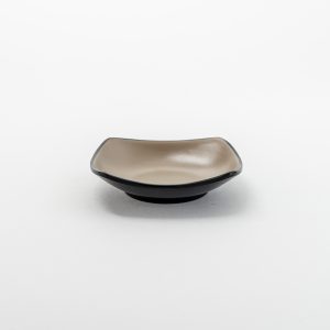 Shallow Square Bowl Matt 6" Beige & Black 12 pcs