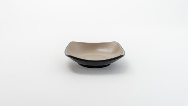Shallow Square Bowl Matt 6.5" Beige & Black 12 pcs