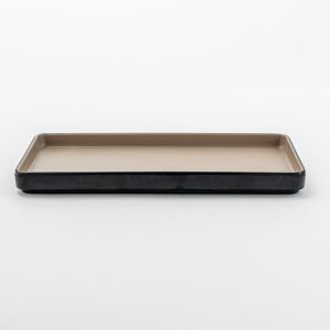 Rect Plate Rect 10'' " Beige & Black 12 pcs