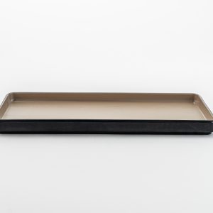Rect Plate Matt 11.5'' Beige & Black 12 pcs