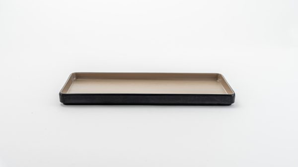 Rect Plate Matt 11.5'' Beige & Black 12 pcs